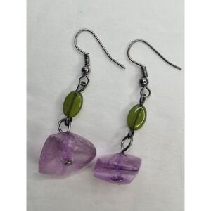 Handmade Purple Green Beaded Dangle Earrings That Scream I'm Fabulous!